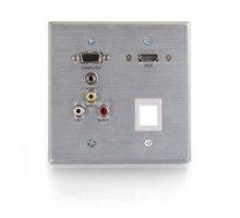 C2G  60134  CG60134                 Wallplate Transmitter, 2-Gang, HDMI Female/VGA Female/3.5 MM Stereo Female/RCA Composite Video Female/Stereo Audio Female to RapidRun Optical Female/15-Pin Male, Aluminum