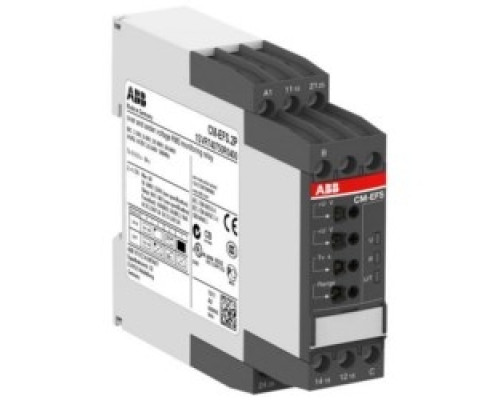 ABB  1SVR730750R0400   Current and voltage monitoring relay, single phase with 24-240V AC/DC with adjustable 0 or 0.1-30 sec. trip delay, and a measuring range of 3-30 V, 6-60 V, 30-300 V, and 60-600 V