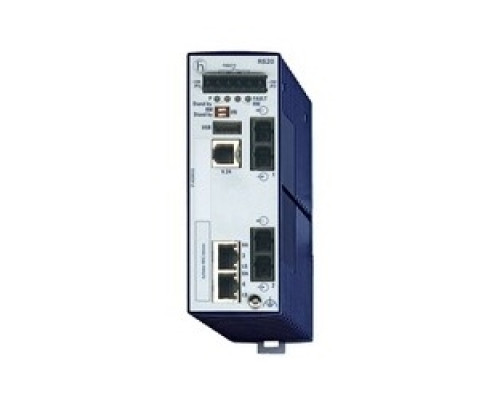 HIRSCHMANN  943434014   4 port Fast-Ethernet Compact OpenRail Switch, managed, software Layer 2 Professional, for DIN rail store-and-forward-switching, fanless; 4 ports in total; 1. uplink: 100BASE-FX, SM-SC; 2. uplink: 100BASE-FX, SM-SC; 2 x 10/100 B