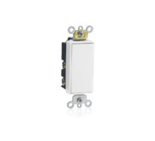 LEVITON  5657-2W                 15 Amp, 120/277 Volt, Decora Plus Rocker Double-Throw Ctr-OFF Momentary Contact Single-Pole AC Quiet Switch, Commercial Spec Grade, Self Grounding, Back & Side Wired, - White