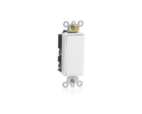 LEVITON  5657-2W                 15 Amp, 120/277 Volt, Decora Plus Rocker Double-Throw Ctr-OFF Momentary Contact Single-Pole AC Quiet Switch, Commercial Spec Grade, Self Grounding, Back & Side Wired, - White