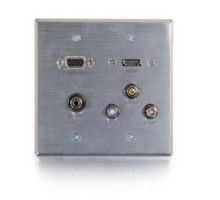 C2G  CG60137  CG60137                 Wallplate Transmitter, 2-Gang, HDMI Female/VGA Female/3.5 MM Stereo Female/RCA Composite Video Female/Stereo Female to RapidRun Optical Female/15-Pin Male/Stereo Female, Aluminum