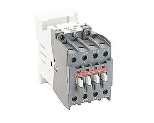 ABB  AL26-30-01-81   3 pole, 45 amp, non-reversing across the line contactor with 24V DC coil and 1 NC auxiliary contact