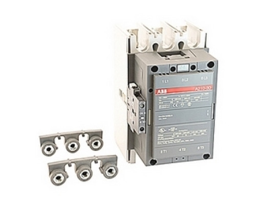 ABB  A210-30-11-80   3 pole, 350 amp, non-reversing across the line contactor with 230-240V AC coil and 1 NO and 1 NC auxiliary contacts