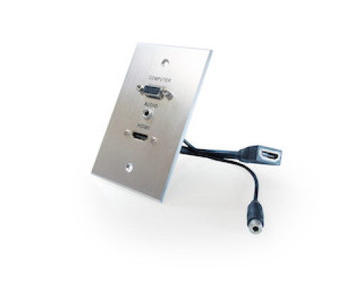 COMPREHENSIVE CONNECTIVITY WPPT-HVA1-AC         HDMI, VGA, 3.5mm Audio, single-gang wall plate pass through with pigtails, Aluminum