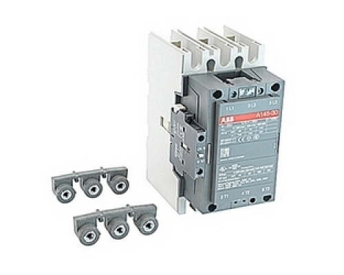 ABB  A145-30-11-80   3 pole, 230 amp, non-reversing across the line contactor with 230-240V AC coil and 1 NO and 1 NC auxiliary contacts