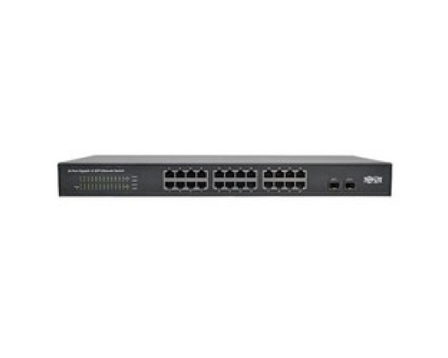 TRIPP LITE  NG24   24-Port 10/100/1000 Mbps 1U Rack-Mount/Desktop Gigabit Ethernet Unmanaged Switch, 2 Gigabit SFP Ports, Metal Housing