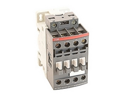 ABB  AF09Z-22-00-21   4 pole, 25 amp, non-reversing across the line contactor with 24-60V AC and 20-60V DC coil and no auxiliary contacts