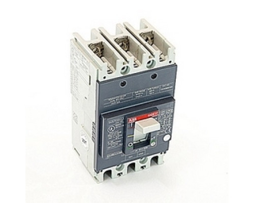 ABB  A1N050TW   3 pole, 50 amps rated at 240V AC and 250V DC, fixed trip point molded case circuit breaker, with a thermal magnetic trip device and 25kA at 240V AC and 10kA at 250V DC interrupt current rating