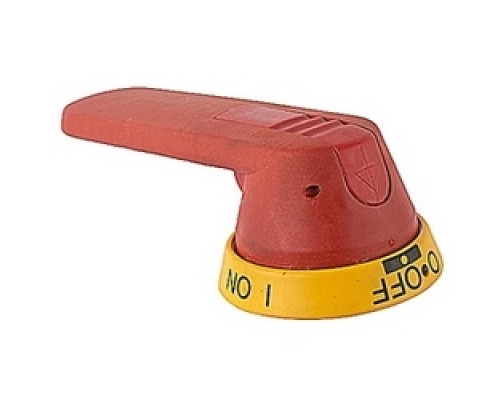 ABB  OHY125J12   Red and yellow 125mm pistol handle with O/I and OFF/ON markings and protection according to NEMA 1, 3R, 12, and IP65