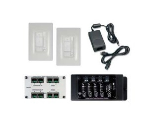 ON-Q/LEGRAND  AU7052WH  AU7052-WH                 Digital Audio Two-Room Expansion Kit, Low Voltage, 24 Volt DC, 60 Watt, Cat 5E Cable, 18 to 16 Gauge Wire, 8.25