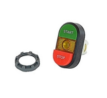ABB  MPD15-11Y   Modular green and red illuminated double pushbutton with START/STOP markings, yellow indicator light and 22mm mounting