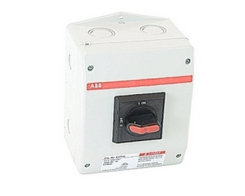 ABB  EOT45U3P3-1S   3 pole, 45 amps rated at 600 V AC, UL 508, enclosed non-fusible disconnect switch in a UL/NEMA 3R/12 plastic enclosure
