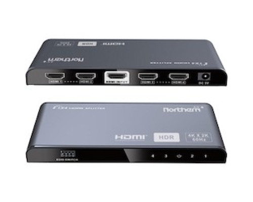 NORTHERN VIDEO  HDMISPL14                 Cable Assembly A/V, HDMI, HDMI Splitter 1-IN 4-OUT, up to 4KUHD@60HZ EDID HDMI, 2.0/HDCP2.2/HDR10