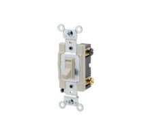 LEVITON  54504-2I                 15 Amp, 120/277 Volt, Toggle Framed 4-Way AC Quiet Switch, Commercial Spec Grade, Grounding, Side Wired, - Ivory