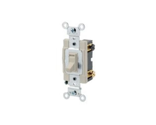 LEVITON  54504-2I                 15 Amp, 120/277 Volt, Toggle Framed 4-Way AC Quiet Switch, Commercial Spec Grade, Grounding, Side Wired, - Ivory