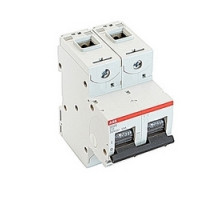 ABB  S802S-C10   2 pole, 10 amps rated at 690 V AC, IEC series high performance circuit breaker with thermal-magnetic trip device, C trip curve, and 50kA interrupt current rating