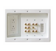 ON-Q/LEGRAND HT2103WHV1         Home Theater Connection Kit, Includes 1 Recessed Bracket with Cable Access Strap, 1 1-Gang Wall Box, 1 125 Volt AC 15 Ampere Decorator Receptacle, 1 Wallplate