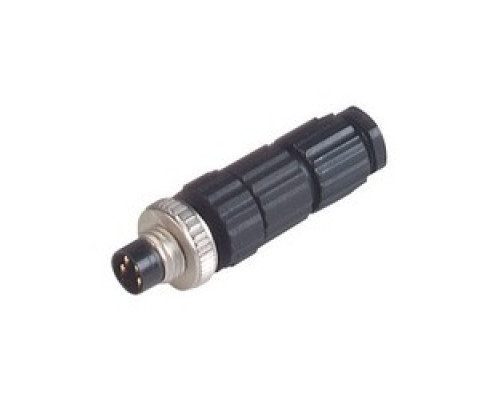 HIRSCHMANN  933407100   ELST 4008 V; Straight Cable Plug, unassembled, strain relief by means of clamping cage, 4 contacts, male, M9.5x1, 3A 20V AC/DC, black housing