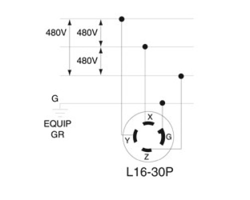 LEVITON  28W76                 30 Amp, 480 Volt- 3PY, Locking Plug, Industrial Grade, Grounding, Wetguard - Yellow