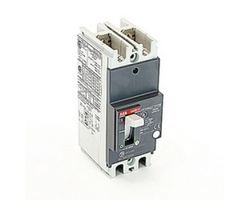 ABB  A1N060TW-2   2 pole, 60 amps rated at 240V AC and 250V DC, fixed trip point molded case circuit breaker, with a thermal magnetic trip device and 25kA at 240V AC and 10kA at 250V DC interrupt current rating