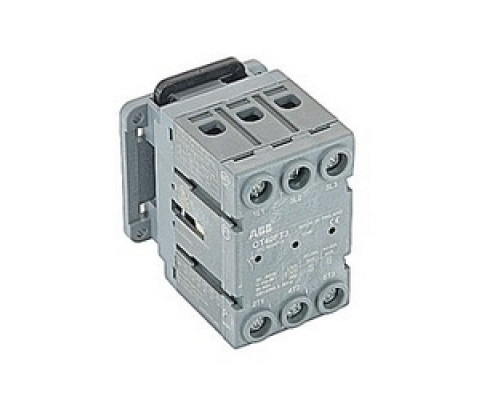 ABB  OT40FT3   3 pole, 40 amps rated at 600 V AC, UL 508, door mounted open non-fusible disconnect switch