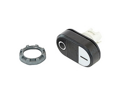ABB  MPD6-11B   Modular white and black non-illuminated double pushbutton with I/O markings and 22mm mounting