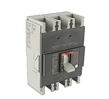 ABB  A2A150TW   3 pole, 150 amps rated at 240V AC and 250V DC, fixed trip point molded case circuit breaker, with a thermal magnetic trip device and 10kA at 240V AC and 10kA at 250V DC interrupt current rating