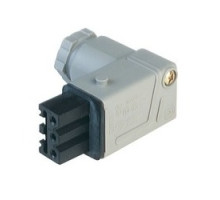 HIRSCHMANN  932413106   STAKWI 3 grey; Angled Cable Socket, 3 contacts + PE, female contacts, PG11, grey housing