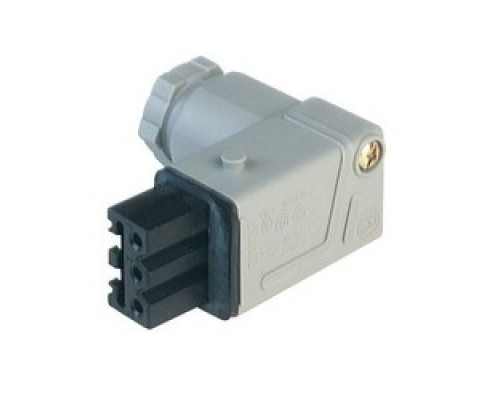 HIRSCHMANN  932413106   STAKWI 3 grey; Angled Cable Socket, 3 contacts + PE, female contacts, PG11, grey housing