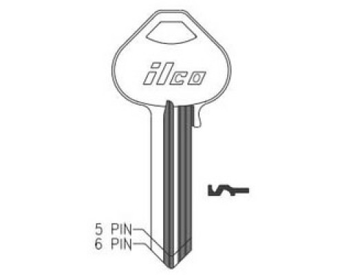 KABA ILCO CORP  A1011M NP A14                 Cylinder Lock Key Blank, 6-Pin, Master, Brass, Nickel Plated, 14 Price Group, For Corbin/Russwin