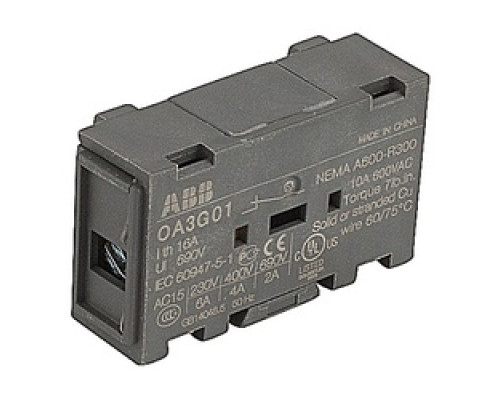 ABB  OA3G01   OT16E3C to OT100E3C Series Non-Fusible Disconnect Switch, snap-on mounting, mounts on right side.