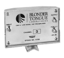 BLONDER TONGUE  CMA-BB  4448 BB                 Broadband Preamplifier, VHF, F Female Connector, 26 dB Gain, 5 dB Noise, -21 Volt DC at 50 Milliampere, 54 to 216 Megahertz, 75 Ohm, 5.13