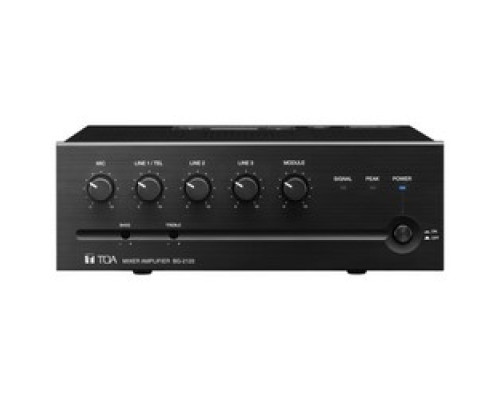 TOA ELECTRONICS INC  BG-2120CU                 Mixer Power Amplifier, 5-Channel, 120 Volt AC 60 Hertz, 120 Watt Output, 50 Hertz to 20 Kilohertz, 60 dB Signal to Noise Ratio, 10.39