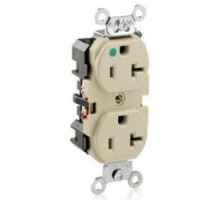 LEVITON  8300-HI                 20 Amp, 125 Volt, Heavy Duty Hospital Grade, Duplex Receptacle, Straight Blade, Self Grounding - Ivory