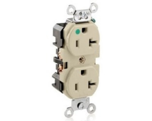LEVITON  8300-HI                 20 Amp, 125 Volt, Heavy Duty Hospital Grade, Duplex Receptacle, Straight Blade, Self Grounding - Ivory
