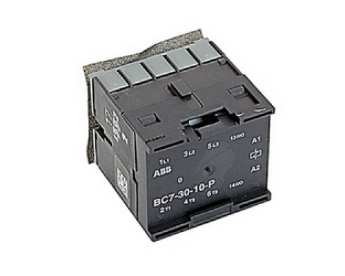 ABB  BC7-30-10-P01   3 pole, plus 1 NO auxiliary contact, 16 amp, non-reversing miniature contactor, 24V DC coil and printed circuit board mounting and terminals