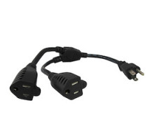 COMPREHENSIVE CONNECTIVITY  CPWR-ADPT2                 Universal AC Power Splitter Extension, NEMA 5-15P to 2 NEMA 5-15R 16/3 SJT, Black 1ft.