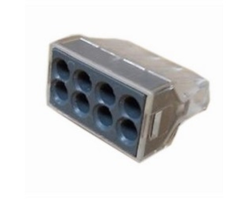 WAGO CORPORATION  773-168/K194-4045  51198225   8-conductor Pushwire connector for junction boxes with transparent housing and dark gray cover, box of 50 pieces