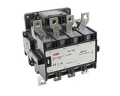 ABB  EK150C4P-1L   4 pole, 250 amp, across the line contactor with 120 V AC coil and 1 NO and 1 NC auxiliary contacts