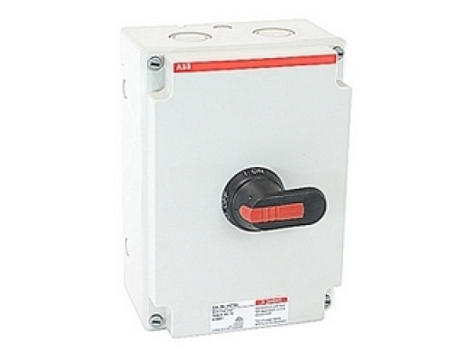 ABB  EOT63U3P4-1P   3 pole, 63 amps rated at 600 V AC, UL 508, enclosed non-fusible disconnect switch in a UL/NEMA 4/4X plastic enclosure