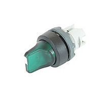 ABB  M2SS3-11G   Modular 2 position selector switch with green illuminated actuator and 22mm mounting, actuator position is momentary with spring return from C to B