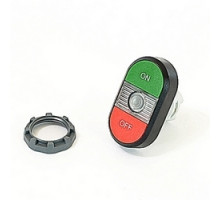 ABB  MPD3-11C   Modular green and red illuminated double pushbutton with ON/OFF markings, clear indicator light and 22mm mounting