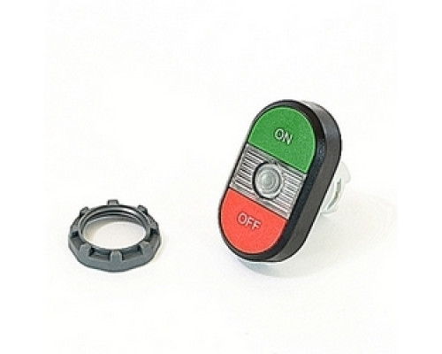 ABB  MPD3-11C   Modular green and red illuminated double pushbutton with ON/OFF markings, clear indicator light and 22mm mounting