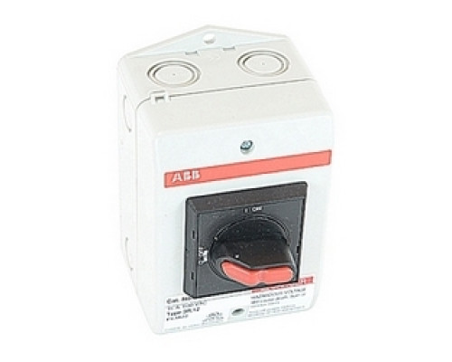 ABB  EOT16U3P3-1S   3 pole, 16 amps rated at 600 V AC, UL 508, enclosed non-fusible disconnect switch in a UL/NEMA 3R/12 plastic enclosure