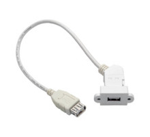 TRIPP LITE U060-001-KPA-WH         USB 2.0 All-in-One Keystone/Panel Mount Coupler Cable F/F , Angled Connector, White, 1 ft.
