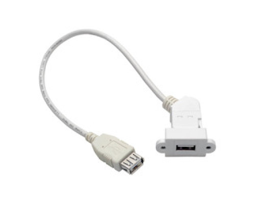 TRIPP LITE U060-001-KPA-WH         USB 2.0 All-in-One Keystone/Panel Mount Coupler Cable F/F , Angled Connector, White, 1 ft.
