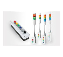 PATLITE USA CORPORATION VSST-LR6-202LJBW-RY  3-switch, 3-position control box with LR6-202LJBW on 300mm pole, with power supply