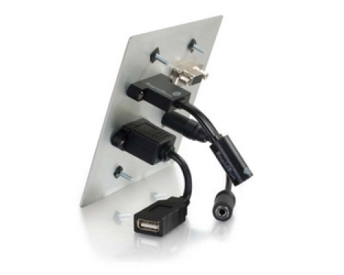 C2G  60136  CG60136                 Wallplate Transmitter, 2-Gang, HDMI Female/VGA Female/3.5 MM Stereo Female/USB-B Female to RapidRun Optical Female/VGA Female/3.5 MM Stereo Female/USB-A Female, Aluminum