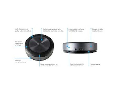 ATLONA TECHNOLOGIES  AT-CAP-SP100                 The Atlona Captivate AT-CAP-SP100 is a USB / Bluetooth speakerphone for use with popular video conferencing and unified communications platforms including Zoom and Microsoft Teams.